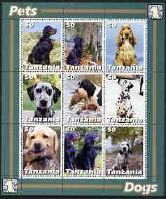 Tanzania 2003 Pets - Dogs perf sheetlet containing set of 9 values unmounted mint
