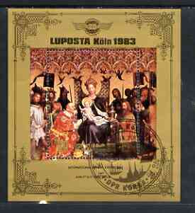 North Korea 1983 Luposta Airmail Exhibition (Virgin & Child) perf m/sheet cto used SG MS N2282