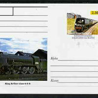 Kabardino-Balkaria Republic 1999 Steam Locomotives of the World #03 postal stationery card unused and pristine showing No 35011 General Steam Navigation and King Arthur Class 4-6-0