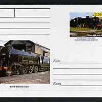 Kabardino-Balkaria Republic 1999 Steam Locomotives of the World #06 postal stationery card unused and pristine showing Class 685 2-6-2 and Lord Nelson Class