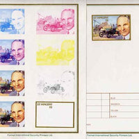 St Vincent 1987 Centenary of Motoring $5 Henry Ford with model 'T' set of 9 imperf progressive proofs comprising the 5 individual colours plus 2, 3, 4 and all 5 colour composites mounted on special Format International cards (9 proofs as SG 1088)