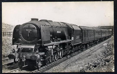 Postcard by Ian Allan - LMS Up Royal Scot headed by Princess Coronation Class 4-6-2 No.6223 Princess Alice, black & white, unused and in good condition