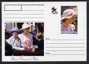 Galicia Republic 1999 Princess Diana #01 postal stationery card unused and pristine (Princess Di in pink with Queen Mum in blue)