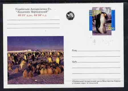 Ukranian Antarctic Post 1998 Polar Life #3 postal stationery card unused and pristine showing Penguins