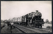 Postcard by Ian Allan - LMS up Edinburgh to St Pancras Express hauled by Class 5 4-6-0 No.4847, black & white, unused and in good condition