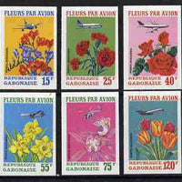 Gabon 1971 Flowers by Air imperf set of 6 from a limited printing unmounted mint, as SG 410-15