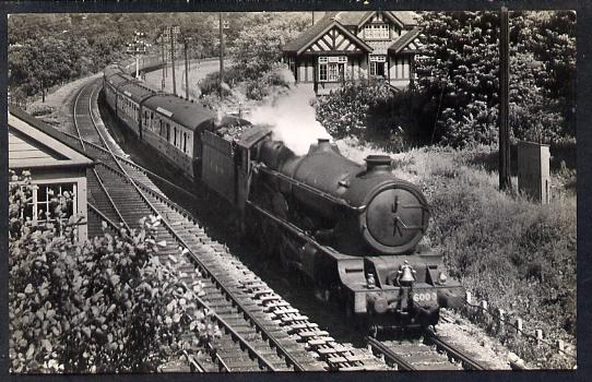 Postcard by Ian Allan - GWR Down Cornish Riviera hauled by 4-6-0 No.6000 King George V, black & white, unused and in good condition
