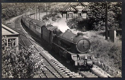Postcard by Ian Allan - GWR Down Cornish Riviera hauled by 4-6-0 No.6000 King George V, black & white, unused and in good condition