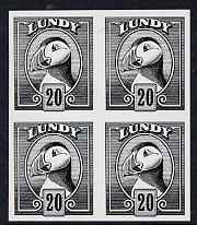 Lundy 1982 Puffin def 20p black in issued colour imperforate unmounted mint block of 4