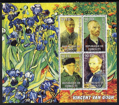 Djibouti 2003 Vincent Van Gogh perf sheetlet containing 4 values unmounted mint