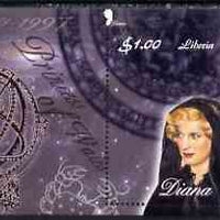 Liberia 1997 Princess Diana Memorial perf m/sheet (Diana in Mourning with Zodiac signs) unmounted mint