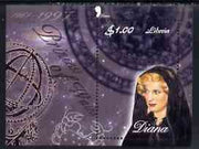 Liberia 1997 Princess Diana Memorial perf m/sheet (Diana in Mourning with Zodiac signs) unmounted mint