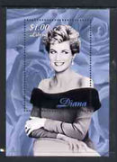 Liberia 1997 Princess Diana Memorial perf m/sheet (B & W half length portrait with background of blue-grey roses) unmounted mint