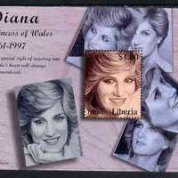 Liberia 1997 Princess Diana Memorial perf m/sheet (Pencil sketch surrounded by5 similar portraits) unmounted mint
