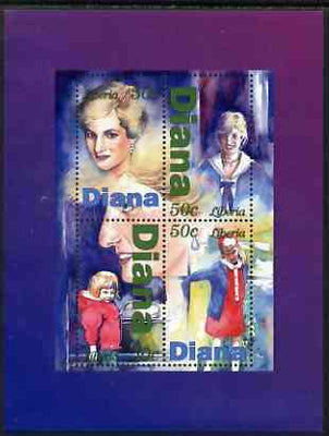Liberia 1997 Princess Diana Memorial perf sheetlet containing 4 values (Diana at various ages) unmounted mint