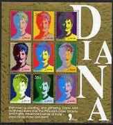 Liberia 1997 Princess Diana Memorial perf sheetlet containg 9 x 36c portrait stamps in vivid colours unmounted mint
