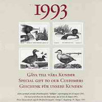 Sweden 1993 Sea Birds publicity card showing undenominated set of 4 in black produced as special gift for Postal customers