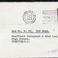 Postmark - Great Britain 1963 cover bearing slogan cancellation for Freedom From Hunger Week