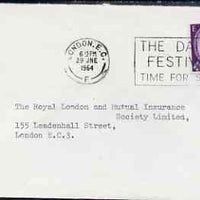 Postmark - Great Britain 1964 cover bearing illustrated slogan cancellation for The Dairy Festival - Time for Sport