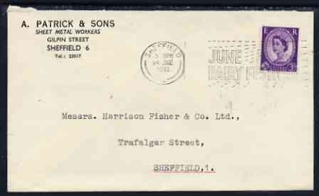 Postmark - Great Britain 1961 cover bearing illustrated slogan cancellation for June Dairy Festival
