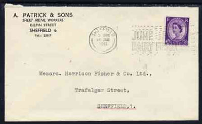 Postmark - Great Britain 1961 cover bearing illustrated slogan cancellation for June Dairy Festival