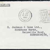 Postmark - Great Britain 1961-64 cover bearing illustrated slogan cancellation for 'Have you taken out your licence for Radio-TV?'