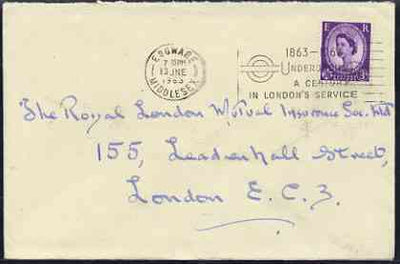 Postmark - Great Britain 1963 cover bearing illustrated slogan cancellation for 'Underground - A Century in London's Service'