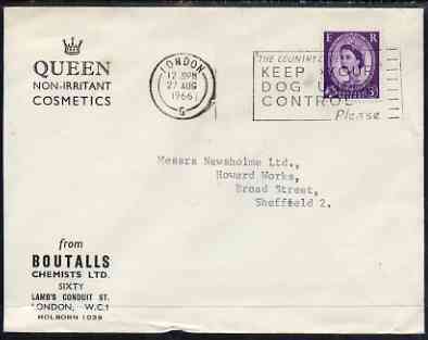 Postmark - Great Britain 1966 cover bearing illustrated slogan cancellation for 'The Country Code - Keep Your Dog Under Control' some staining
