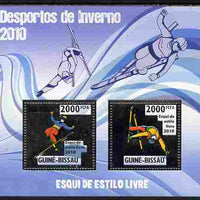 Guinea - Bissau 2010 Winter Olympic Sports - Freestyle Skiing perf sheetlet containing 2 values in silver unmounted mint