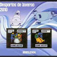 Guinea - Bissau 2010 Winter Olympic Sports - Bobsleigh perf sheetlet containing 2 values in gold unmounted mint