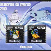 Guinea - Bissau 2010 Winter Olympic Sports - Bobsleigh perf sheetlet containing 2 values in silver unmounted mint