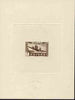 French Guinea 1942 Air stamp (Plane over village inscribed AOF) de luxe sunken card featuring unissued 1f in brown