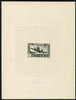 French Guinea 1942 Air stamp (Plane over village inscribed AOF) de luxe sunken card featuring unissued 2f in green