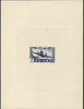 French Guinea 1942 Air stamp (Plane over village inscribed AOF) de luxe sunken card featuring unissued 3f in blue