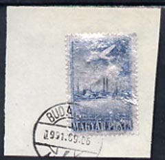 Hungary 1954 Light Metal Industries Congress 5 fo on silver foil (Airplane over Factory),fine used on piece, SG 1437