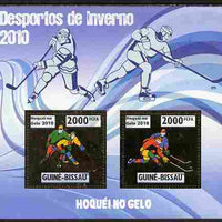 Guinea - Bissau 2010 Winter Olympic Sports - Ice Hockey perf sheetlet containing 2 values in gold unmounted mint