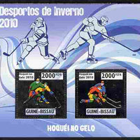 Guinea - Bissau 2010 Winter Olympic Sports - Ice Hockey perf sheetlet containing 2 values in silver unmounted mint