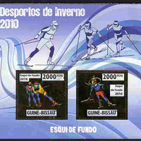 Guinea - Bissau 2010 Winter Olympic Sports - Cross Country Skiing perf sheetlet containing 2 values in gold unmounted mint