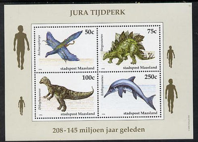 Netherlands - Maasland (Local) 1994 Dinosaurs perf sheetlet of 4 values unmounted mint