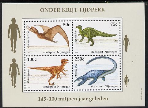 Netherlands - Nijmegen (Local) 1994 Dinosaurs perf sheetlet of 4 values unmounted mint