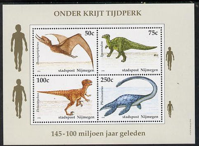 Netherlands - Nijmegen (Local) 1994 Dinosaurs perf sheetlet of 4 values unmounted mint