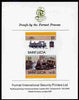 St Lucia 1986 Locomotives #5 (Leaders of the World) $3 2-4-2T JNR No.860 se-tenant pair imperf mounted on Format International proof card