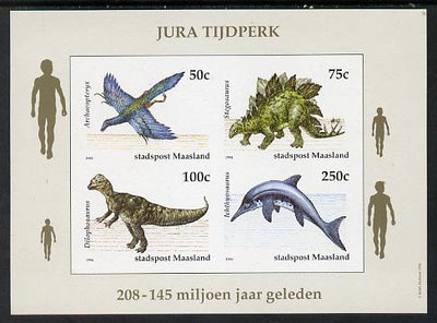 Netherlands - Maasland (Local) 1994 Dinosaurs imperf sheetlet of 4 values unmounted mint