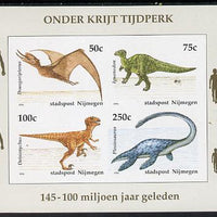 Netherlands - Nijmegen (Local) 1994 Dinosaurs imperf sheetlet of 4 values unmounted mint