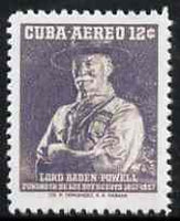 Cuba 1957 Lord Baden Powell 12c,'Maryland' perf 'unused' forgery, as SG 804 - the word Forgery is either handstamped or printed on the back and comes on a presentation card with descriptive notes