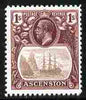Ascension 1924-33 KG5 Badge 1s grey-black & brown,'Maryland' perf 'unused' forgery, as SG 18 - the word Forgery is either handstamped or printed on the back and comes on a presentation card with descriptive notes