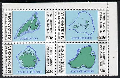 Micronesia 1984 Postal Independence se-tenant set of 4 Maps (SG 1a)