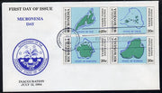 Micronesia 1984 Postal Independence se-tenant set of 4 Maps on first day cover (SG 1a)