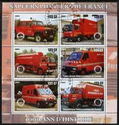 Congo 2003 Fire Services 1,000 Years perf sheetlet containing 6 x 135 cf values each with Rotary Logo, fine cto used