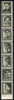 Israel 1948 Interim Period unmounted mint strip of 7 x 10m Parachutists in olive green opt'd Do'ar (in Tel Aviv) for postal use